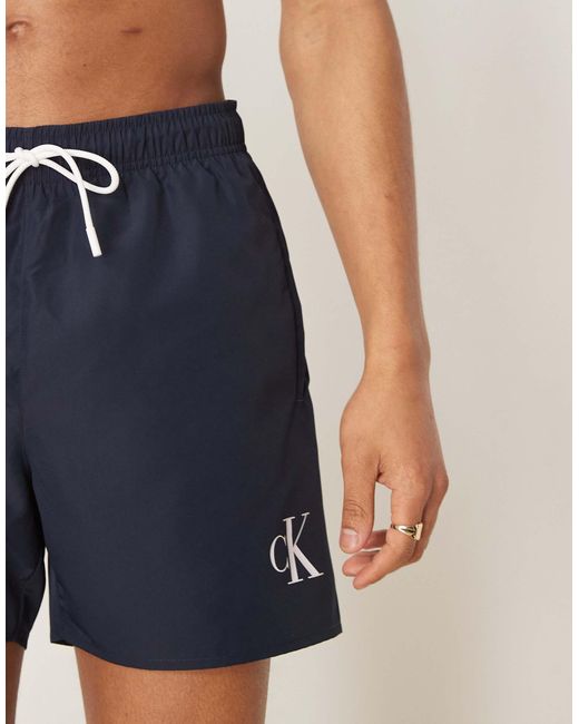 Calvin Klein Blue Drawstring Logo Swim Shorts for men