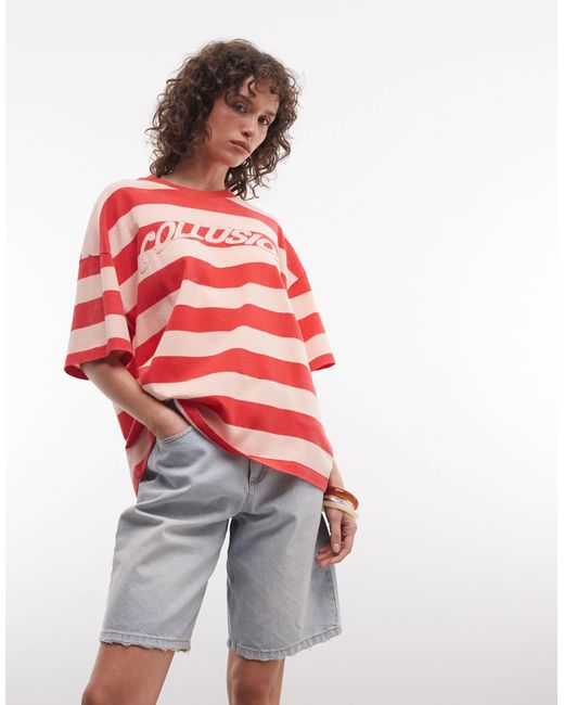 Collusion Red Relaxed Tee