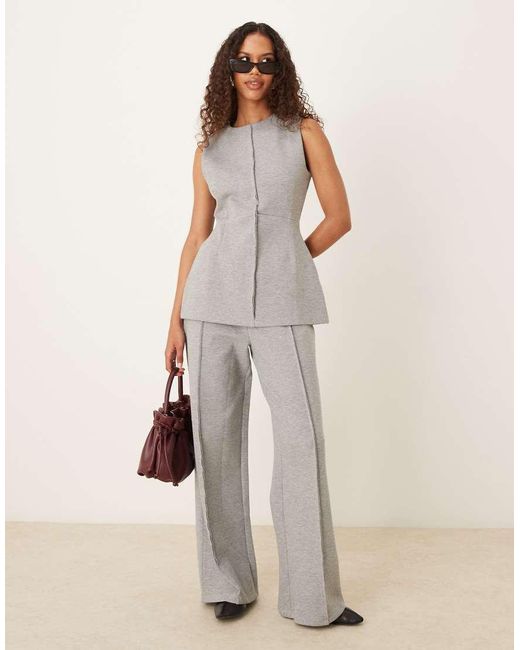 Top Corsetero Gris Jaspeado Entallado Con Pinzas De Tejido Efecto Neopreno De (Parte De Un Conjunto) ASOS de color Gray