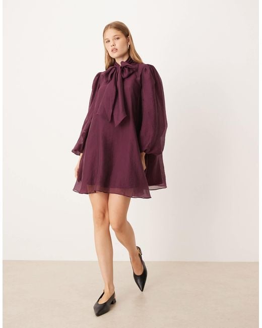 Glamorous Purple Chiffon Floaty Boho Mini Dress