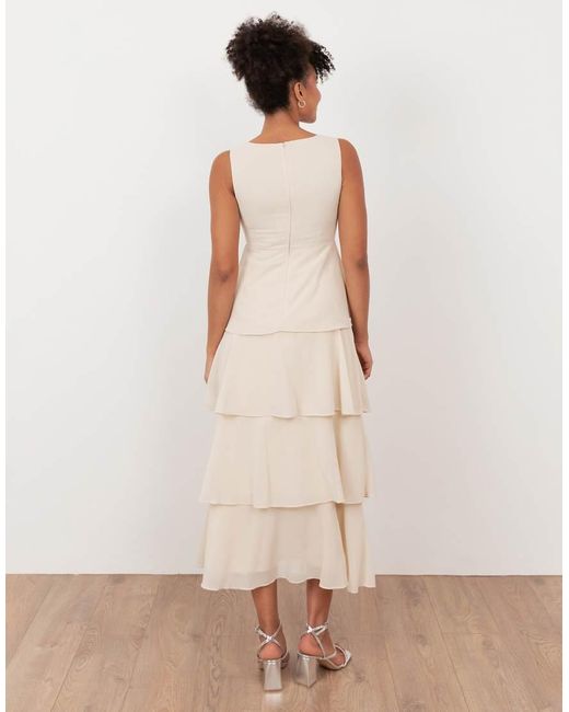 Maya Natural Twist Front Embellished Tiered Midaxi Dress