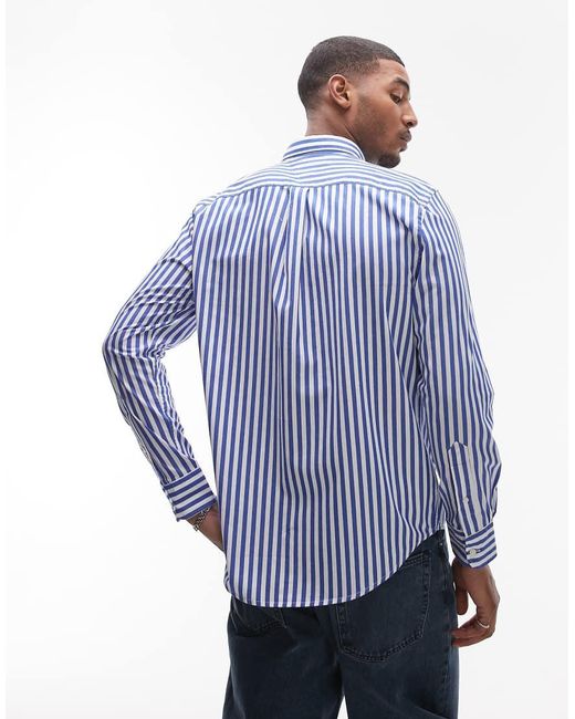 Tommy Hilfiger Blue Flex Poplin Bold Stripe Shirt for men