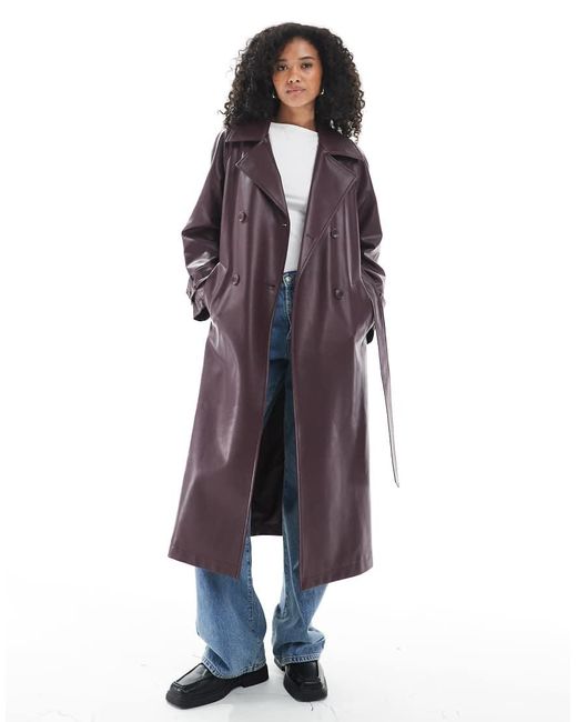 New Look Purple Pu Trench Coat