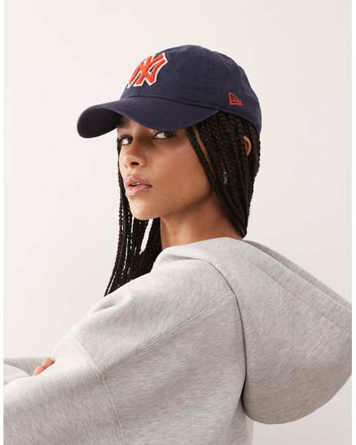 KTZ Blue – ny yankees 9twenty – unstrukturierte filz-logo-kappe für damen