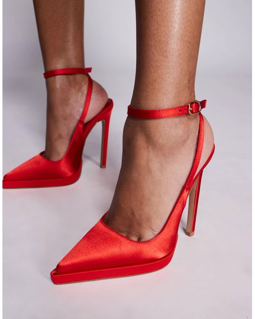 SIMMI Red Simmi London Landen Platform Heeled Court Shoe