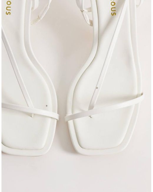 Glamorous White Barely There Heeled Sandals With