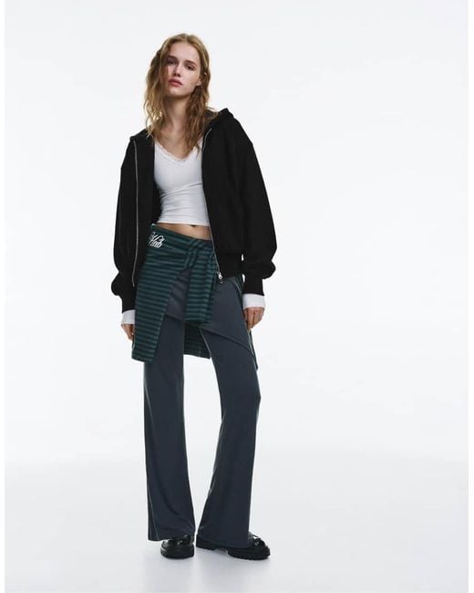 Pull&Bear Black Zip-up Hoodie