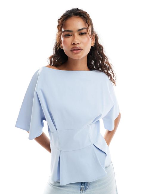 ASOS Blue Top With Waisted Seam Detail