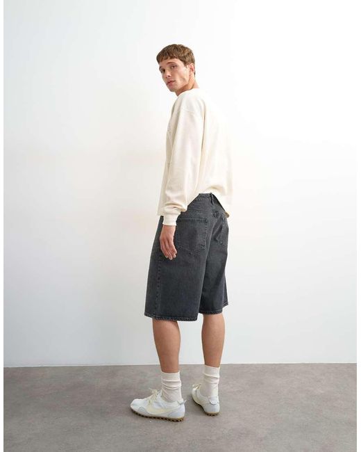 Topman Black Rigid baggy Denim Short for men