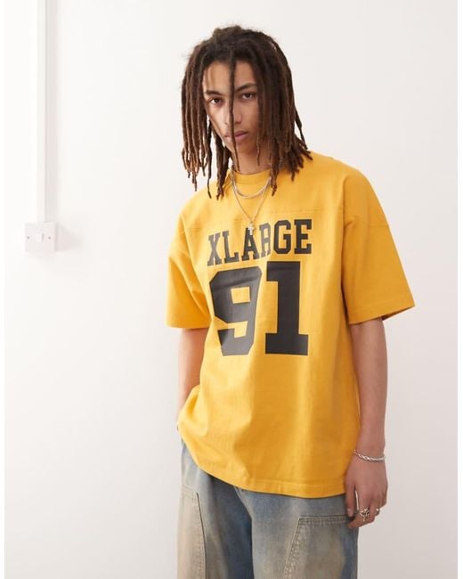 Xlarge Yellow T-shirt With Oversized Logo And Number 91 Print for men