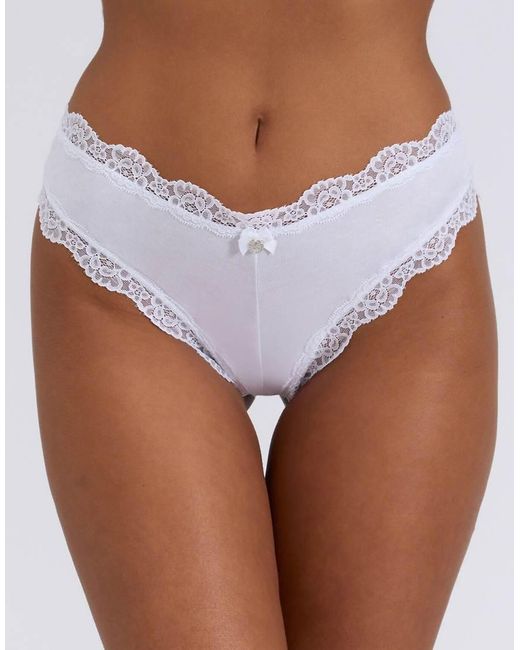 Boux Avenue Pink 3 Pack Tatiana Brazilian Knickers Floral Lace Trim Underwear