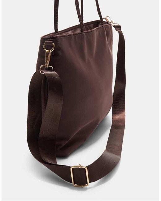 Stradivarius Stoffen Shopper Tas Met Hangertje in het Brown