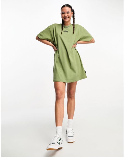 Vans Center V T-shirt Dress in Green | Lyst Australia