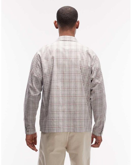Gramicci Gray Zip Up Checkered Garage Jacket for men