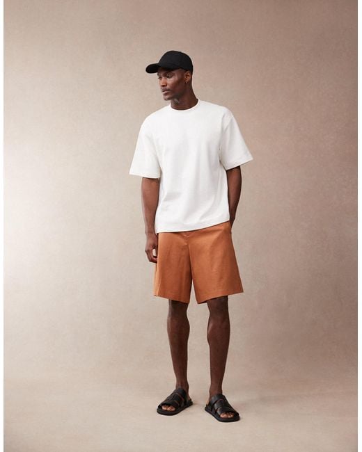 ASOS Natural Smart Linen Blend Bermuda Shorts for men