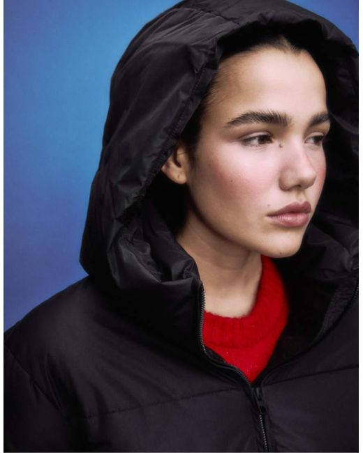 Stradivarius Black Basic Hooded Puffer Jacket