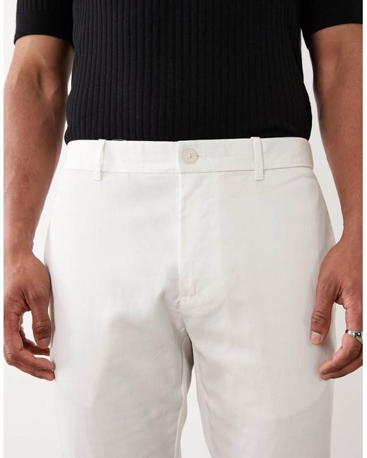 Mango White Straight Leg Pants for men