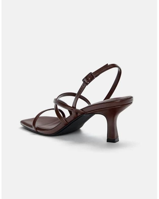 Pull&Bear Brown Heeled Sandals With Crossover Straps