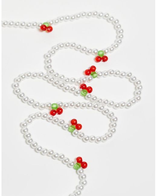 ASOS Natural Sunglasses Chain With Mini Cherry And Faux Pearls Beads