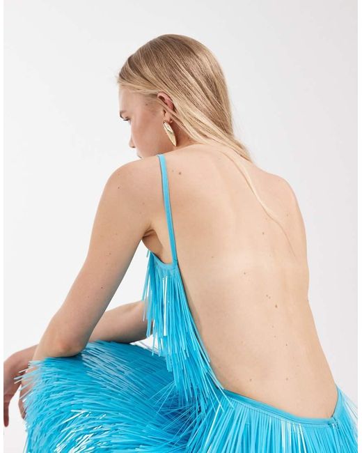 ASOS Blue All Over Shard Sequin Midi Dress