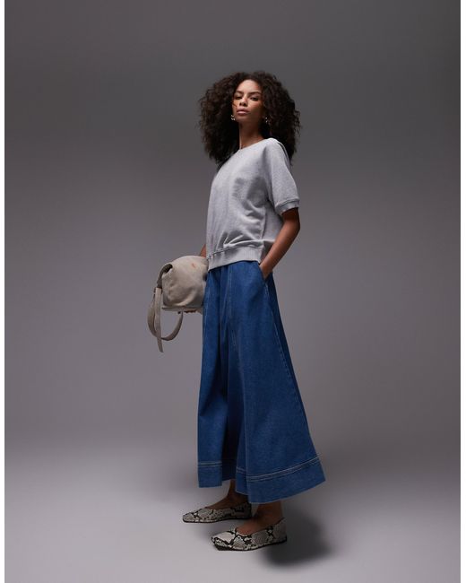 TOPSHOP Blue – weiter maxi-jeansrock