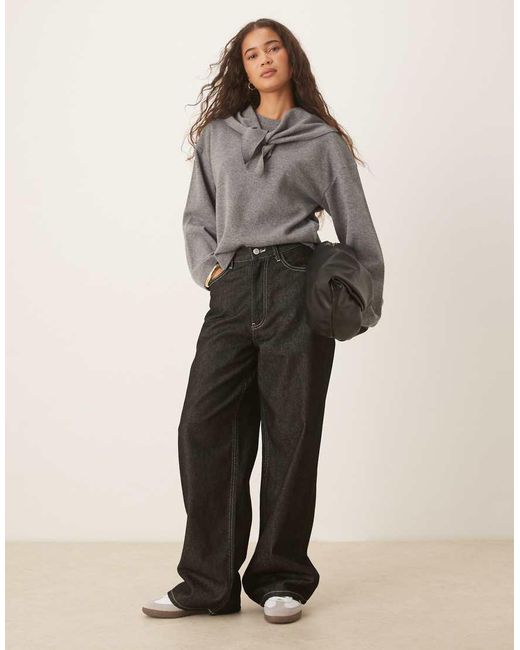 Threadbare Gray Jumper With Scarf Detail