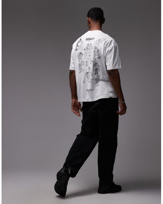 AllSaints Gray Terra Graphic Logo T-shirt With Back Print for men