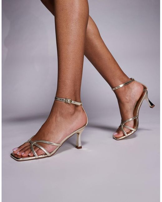 Public Desire Metallic Samya Kitten Heel Sandals