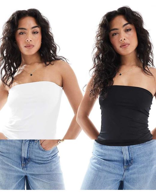 Pull&Bear Blue 2 Pack Polyamide Second Skin Bandeau Top