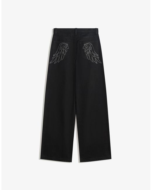 Pantalon droit à strass et taille basse Bershka en coloris Green