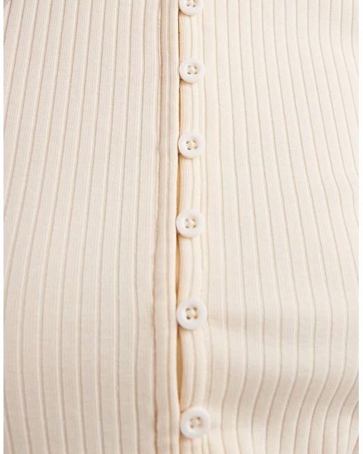 ASOS White Compact Ribbed Button Up Short Sleeve Cardigan
