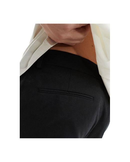 ASOS Black Smart Slim Fit Linen Blend Trousers for men