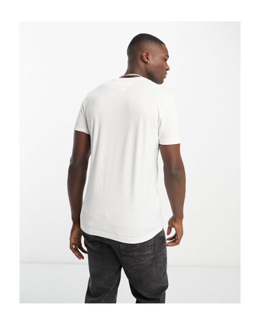 Tommy Hilfiger Chest Corp Stripe Logo T-shirt in White for Men | Lyst