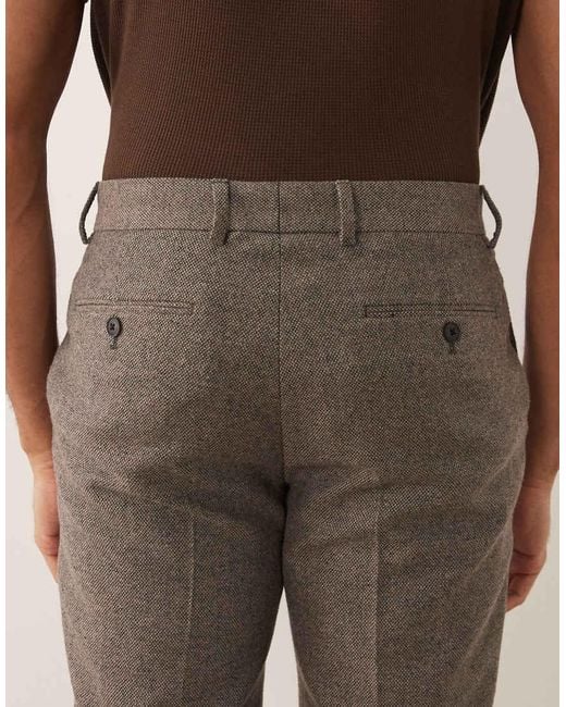 ASOS Natural Tailored Slim Trousers With Wool Blend for men