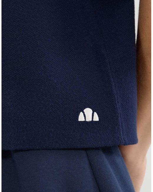 Ellesse Blue Brunelli Short Sleeve Knitted Polo
