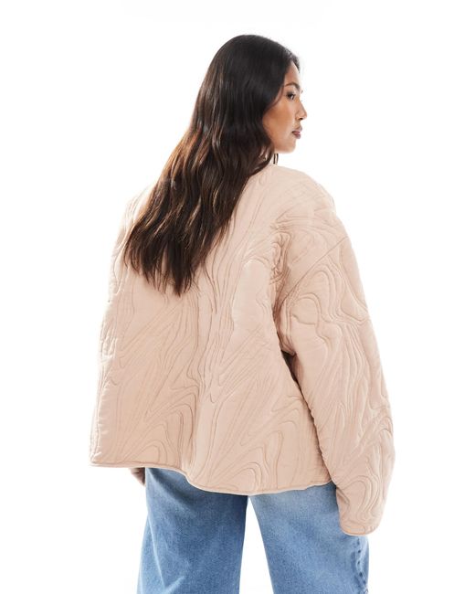 ASOS Natural Asos design curve – strukturierte steppjacke aus baumwolle