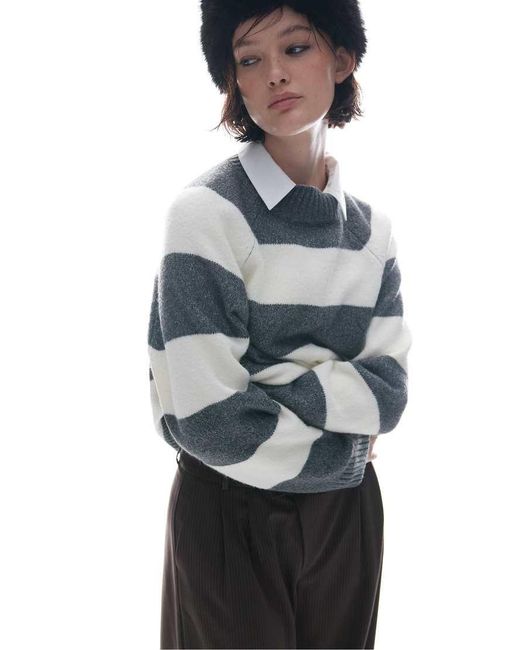 Stradivarius Gray Basic Knit Jumper