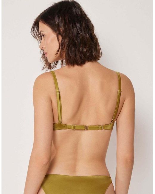 Calzedonia Green Shiny Satin Push-Up Bikini Top