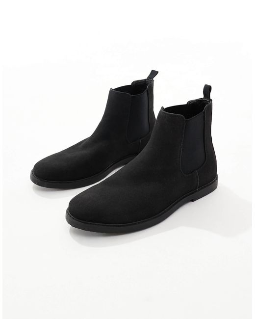 SEQWL Black Round Toe Chelsea Boots for men