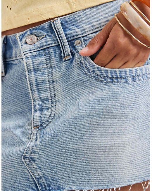 Free People Blue Lainey Low Rise Denim Mini Skirt