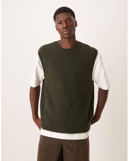 ARKET Green Alpaca And Wool Knitted Crew Neck Vest for men