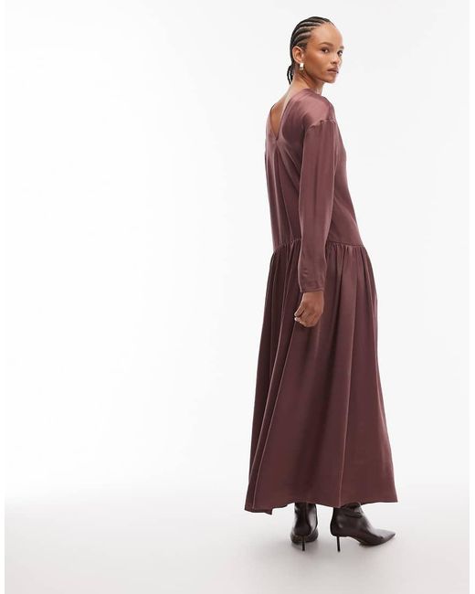 ASOS Purple Dropped Waist Maxi Smock Dress