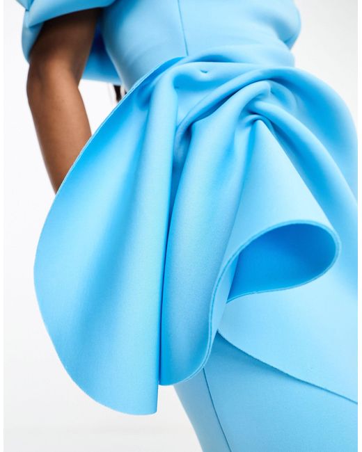 Robe courte à col ajustable et épaule tombante ASOS en coloris Blue