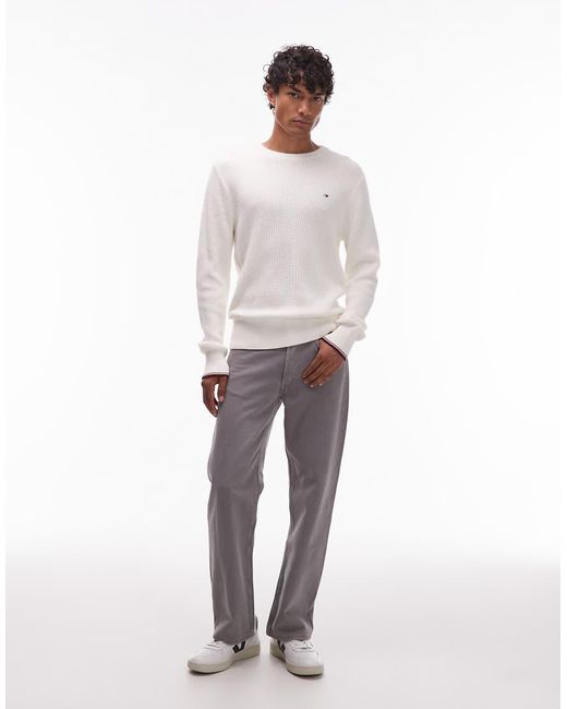 Tommy Hilfiger White Tipped Crew Neck Sweater for men