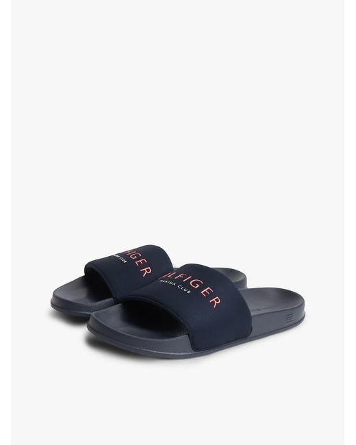 Tommy Hilfiger Blue Logo Pool Slides for men
