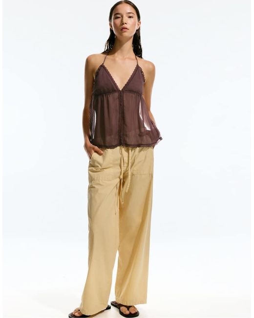 Pull&Bear Natural Open Back Camisole Top