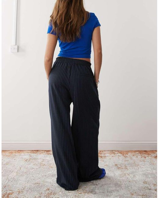 Collusion Blue Relaxed Pull On Stripe Trousers