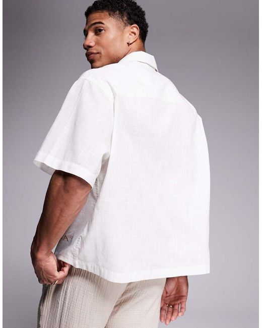 Camicia Squadrata Oversize Color Crema Con Stampa E Rever di ASOS in Gray da Uomo