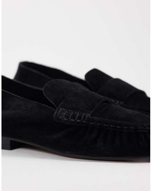 ASOS Black Marlowe Softie Ruched Loafers