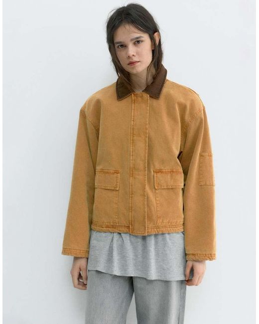 Pull&Bear Jack Met Gecombineerde Kraag in het Natural